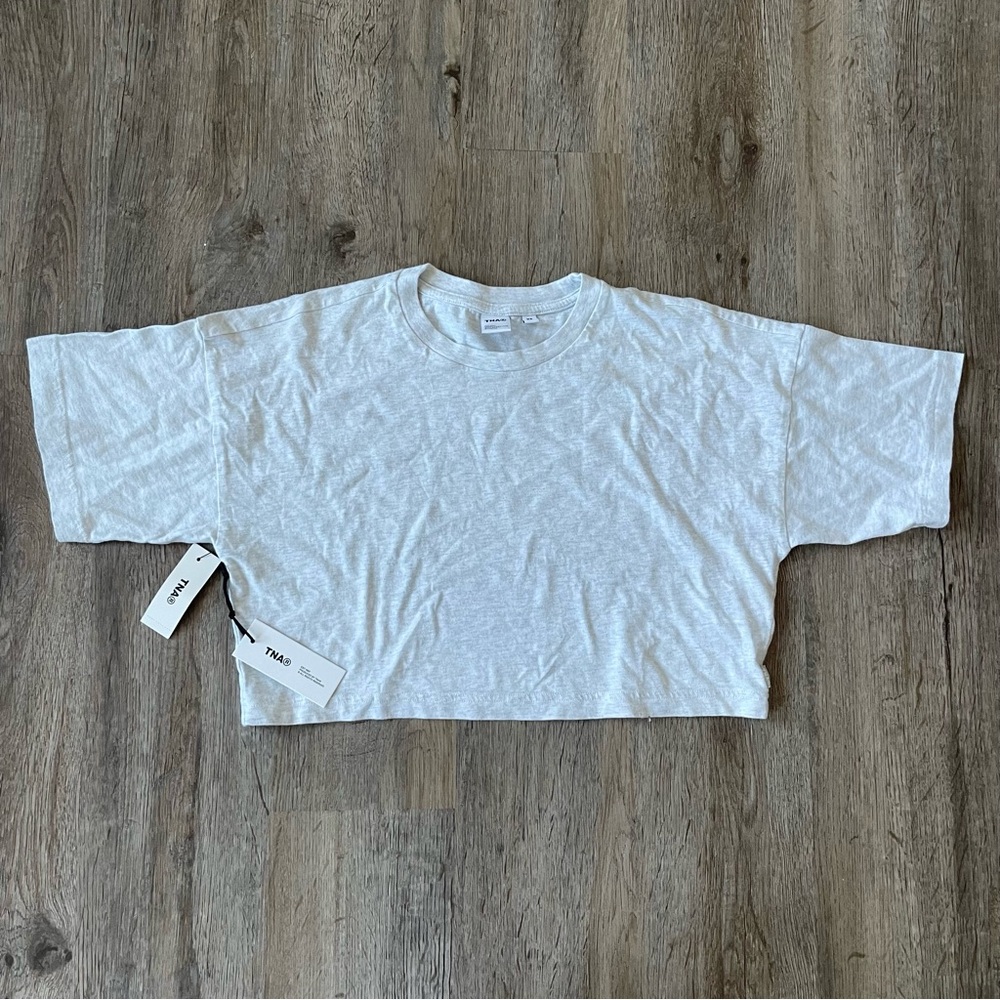 TNA Aritzia Crop Tee Tshirt Heather Grey Size XS